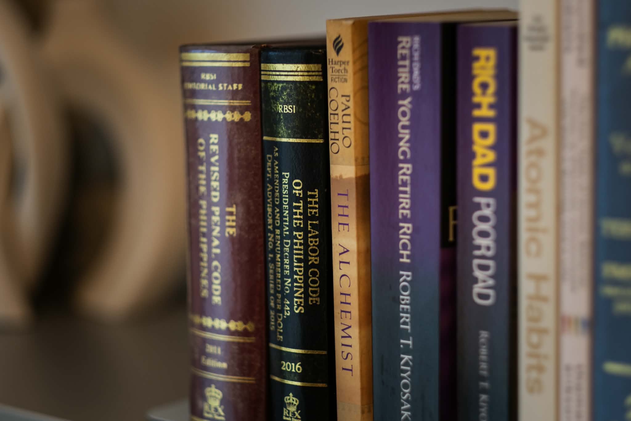 Bookshelf with Philippine law and business books